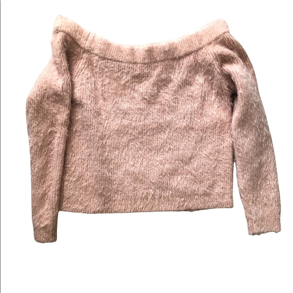 MINKPINK Champagne Rose Florentine Off the Shoulder Eyelash Sweater - Picture 4 of 5